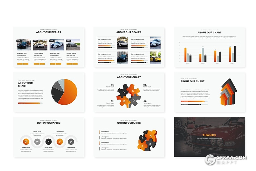 41页5种主题配色汽车营销展示PPT模板 - 顶尖PPT