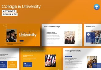 校园场景拼贴风格大学主题Keynote演讲模板 - 顶尖PPT