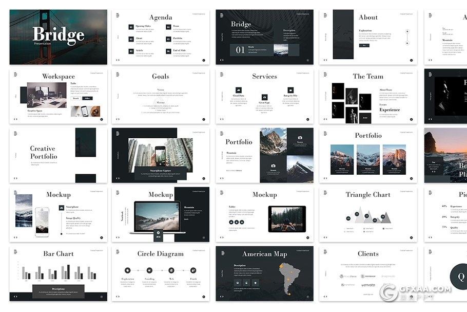 30页黑色欧美扁平化商务多用途keynote模板 - 顶尖PPT