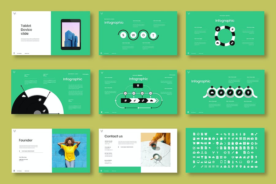 彩色图片拼贴商业计划书Keynote模板 - 顶尖PPT