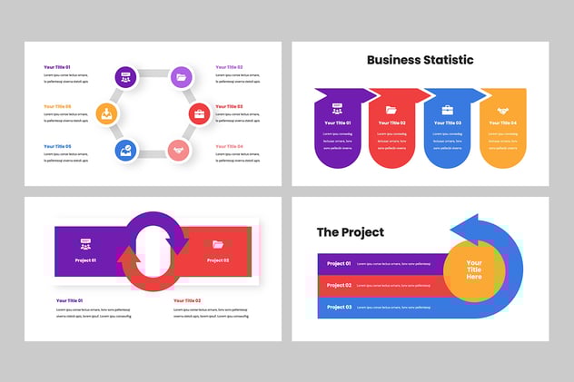 彩色步骤流程图形keynote模板 - 顶尖PPT