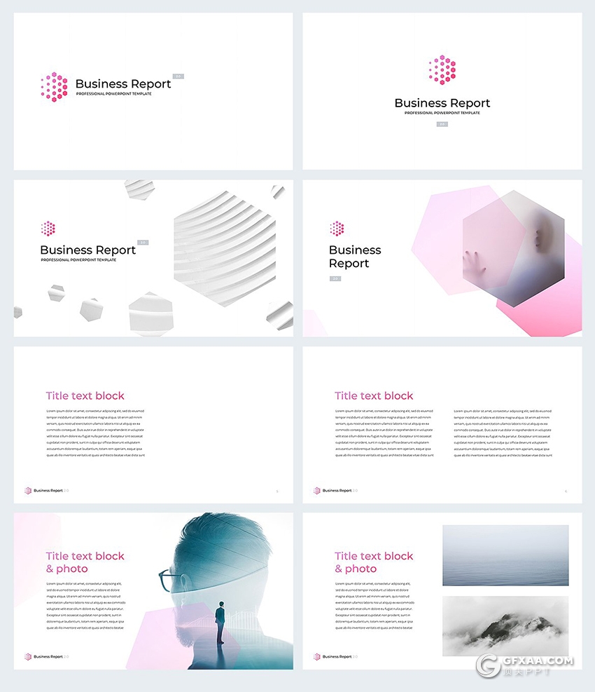 79页创意六边形组合 粉色简约唯美PPT模板 - 顶尖PPT