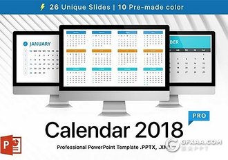创意日历keynote格式模板 10种配色 - 顶尖PPT
