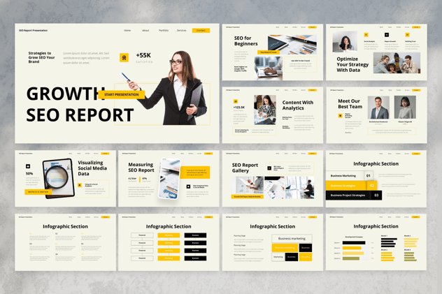 SEO报告数据分析PPT模板 - 顶尖PPT