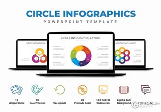 创意圆形商务数据图形PPT模板 多种主题配色 - 顶尖PPT