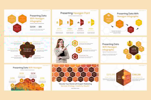 六角形信息图形PPT模板 - 顶尖PPT