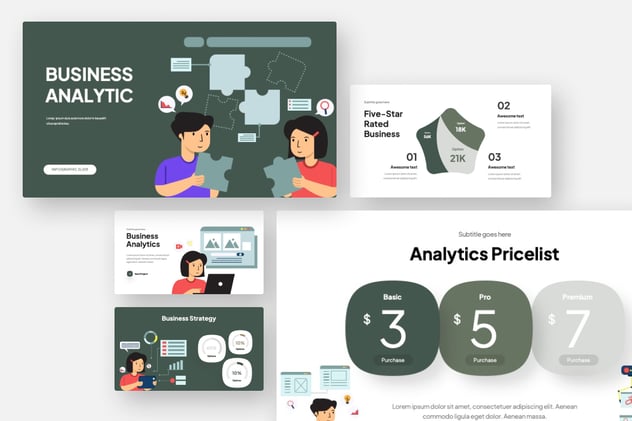 商业数据分析业绩信息图形Keynote模板 - 顶尖PPT
