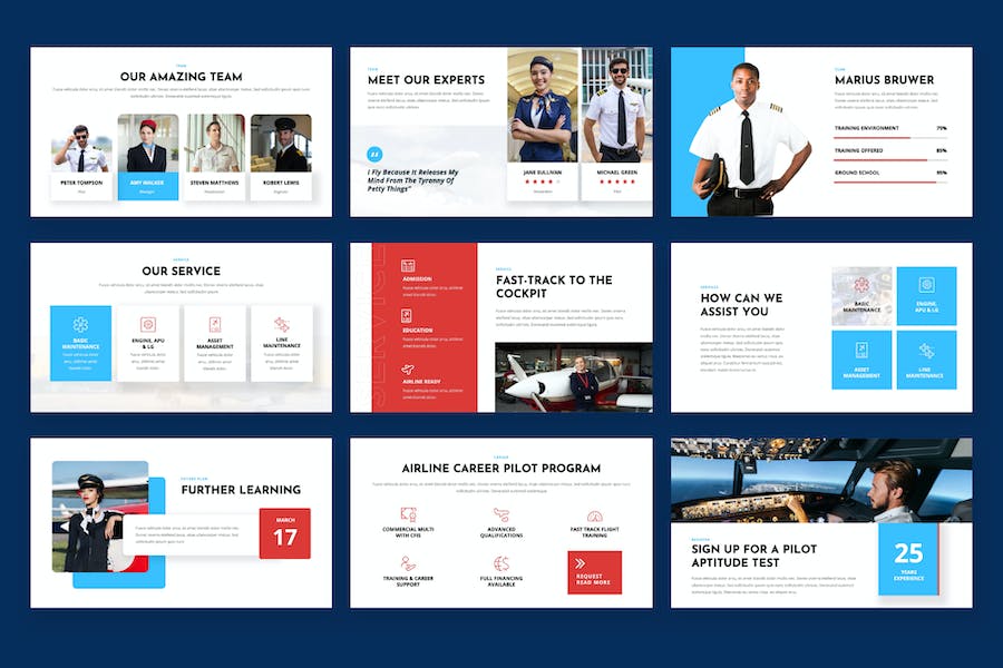 航空学校飞行员培训PPT模板 - 顶尖PPT