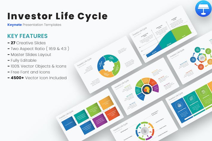 投资生命周期关系图形keynote模板 - 顶尖PPT