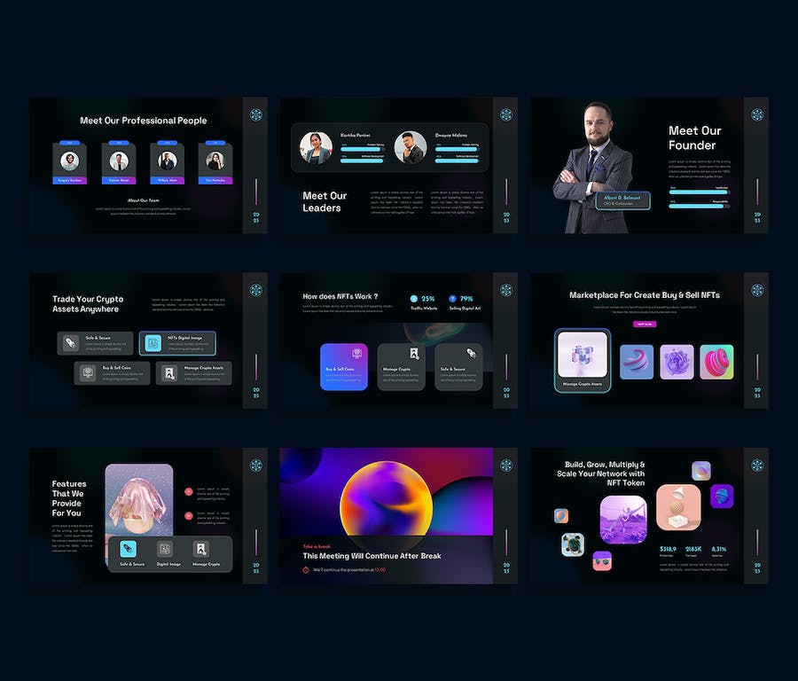 区块链NFT数字藏品加密货币PPT模板 - 顶尖PPT