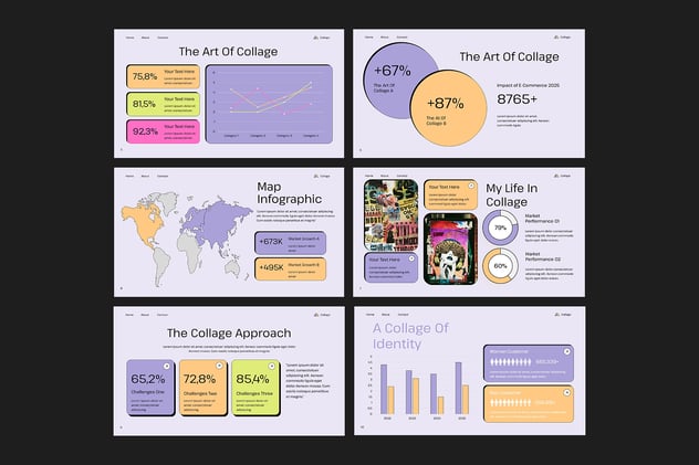 涂鸦风格色块拼贴PPT模板 - 顶尖PPT
