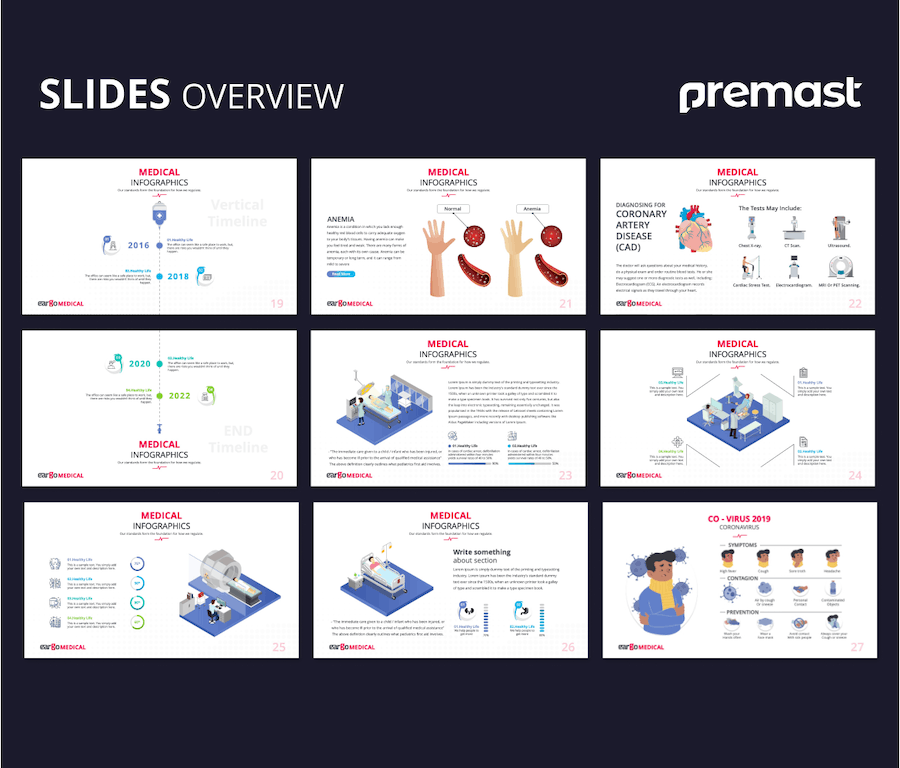 耳科医学图形插画信息展示PPT模板 - 顶尖PPT