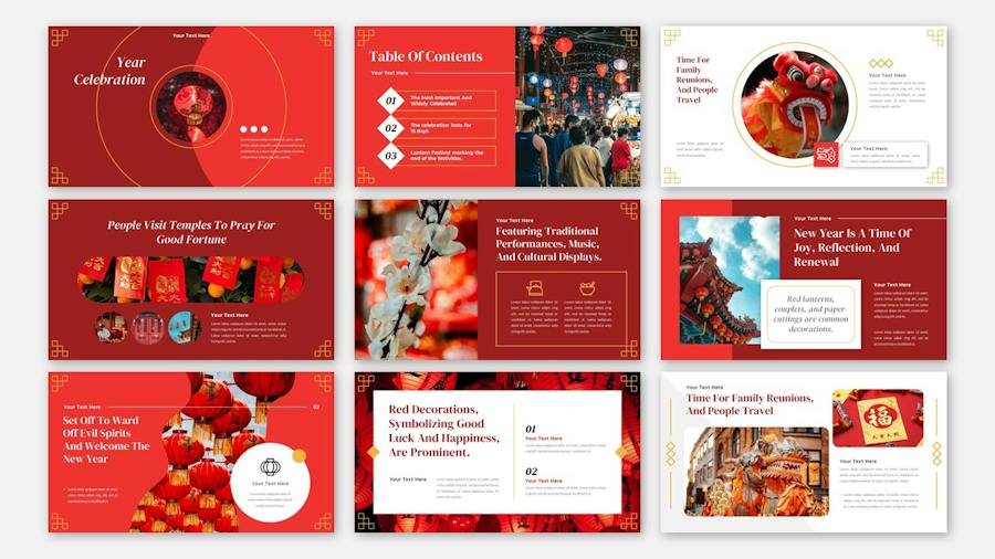 中国新年节日庆祝文化传播keynote模板 - 顶尖PPT