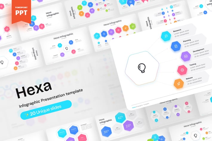 六边形信息图形PPT模板 - 顶尖PPT