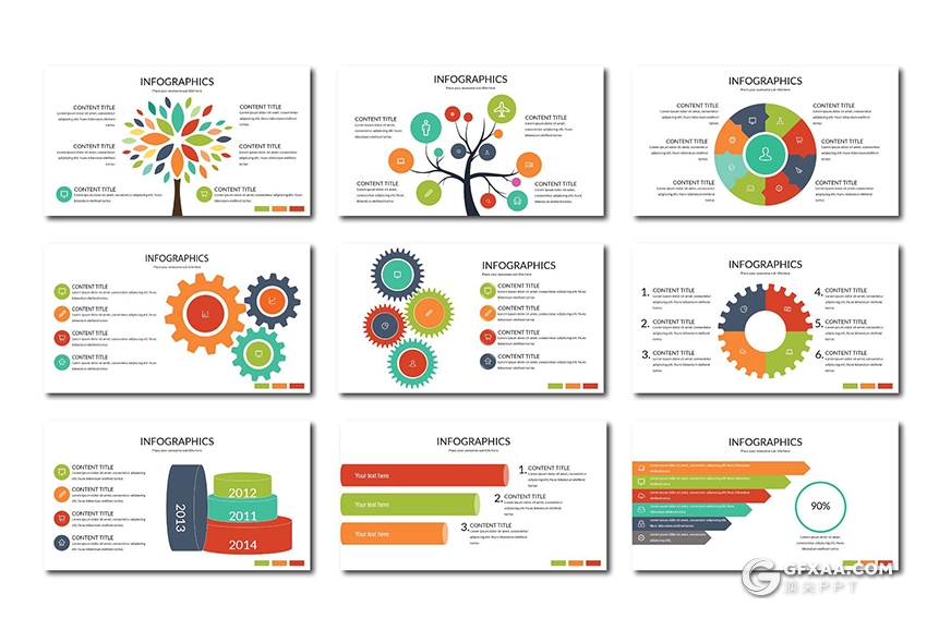 100多页扁平化欧美数据图形分析统计keynote模板 - 顶尖PPT