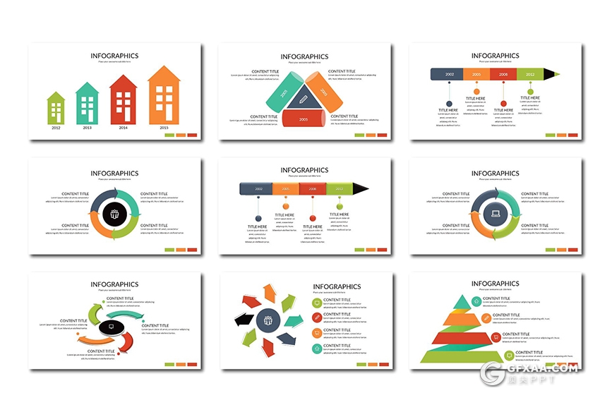 100多页扁平化欧美数据图形分析统计keynote模板 - 顶尖PPT