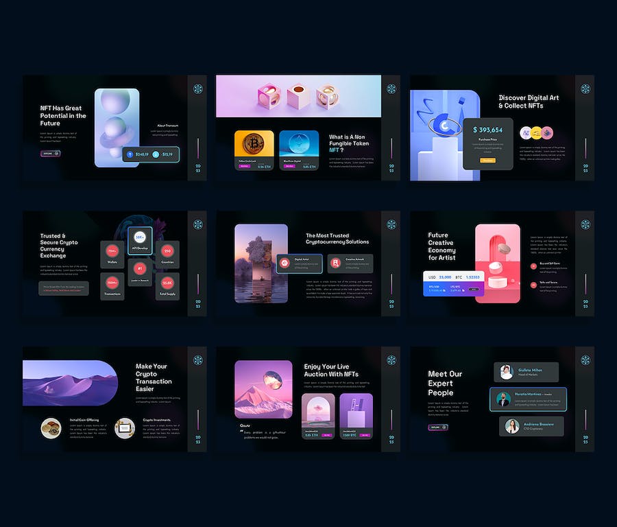 区块链NFT数字藏品加密货币PPT模板 - 顶尖PPT