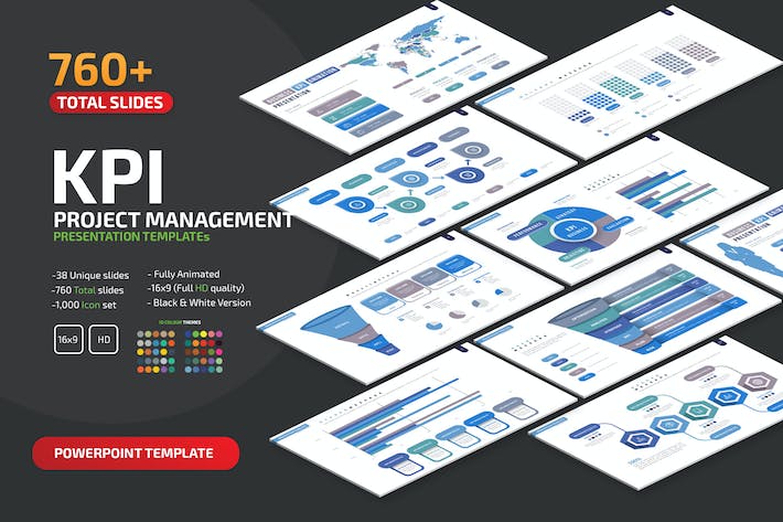 KPI性能指标商业融资报告PPT模板 - 顶尖PPT