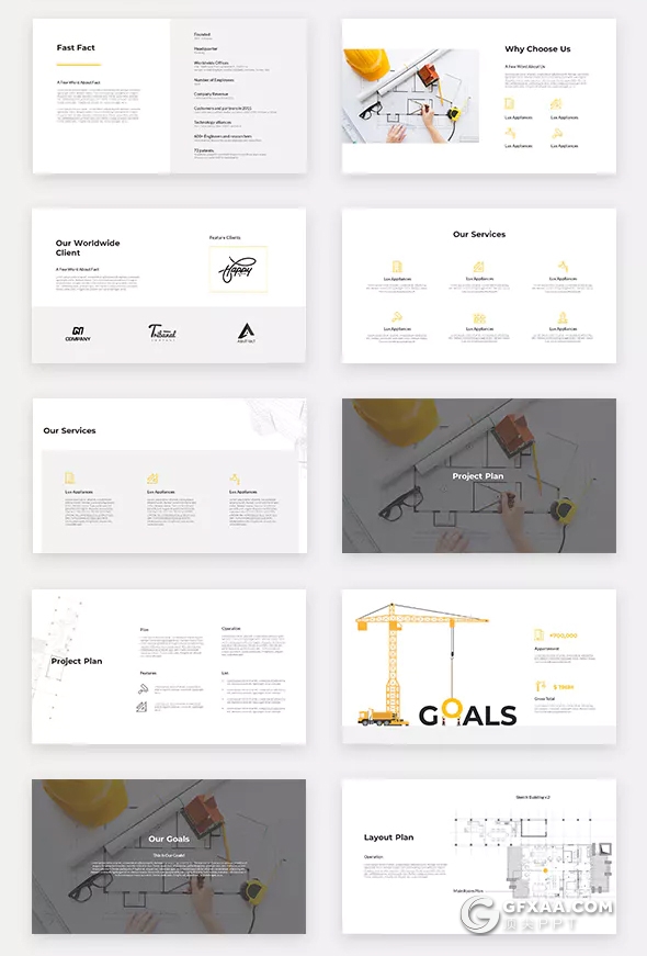 45页建筑工程工作汇报团队介绍PPT模板 - 顶尖PPT