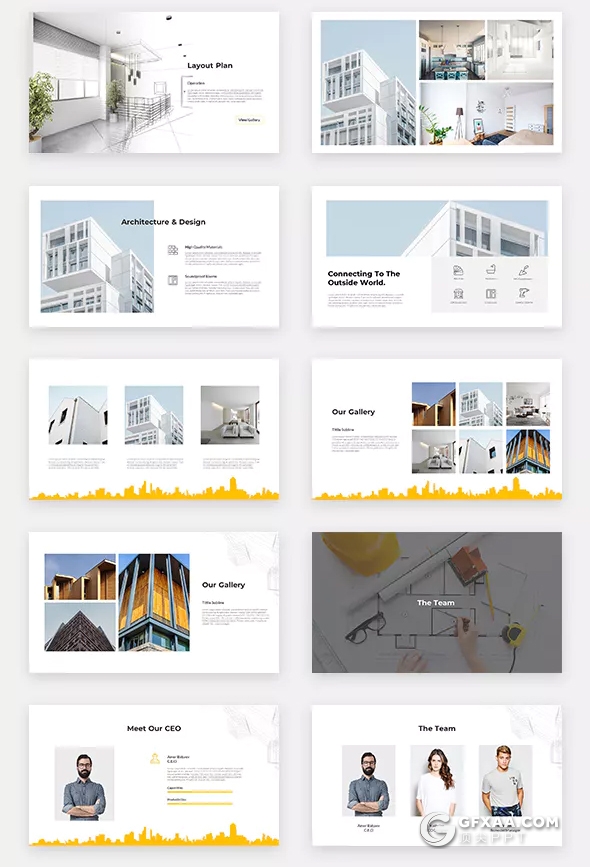 45页建筑工程工作汇报团队介绍PPT模板 - 顶尖PPT