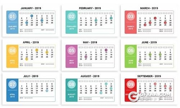 2019年多种样式日历PPT模板 - 顶尖PPT