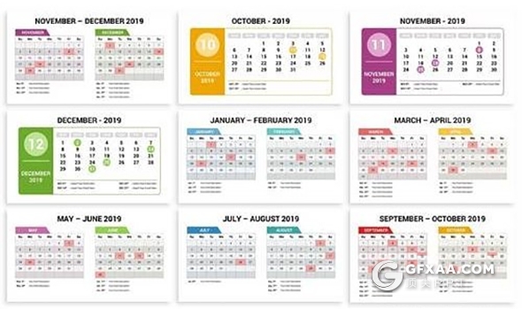 2019年多种样式日历PPT模板 - 顶尖PPT