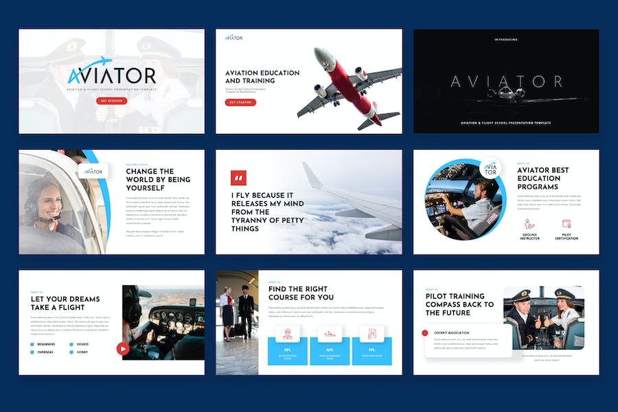 航空学校飞行员培训PPT模板 - 顶尖PPT