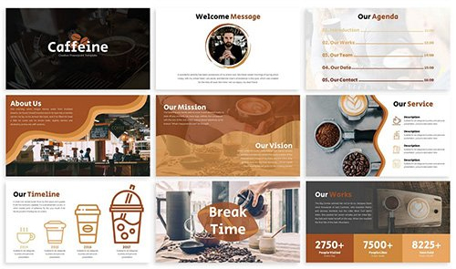 30页咖啡展示营销PPT模板 3种主题配色 - 顶尖PPT