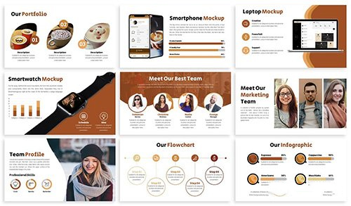 30页咖啡展示营销PPT模板 3种主题配色 - 顶尖PPT