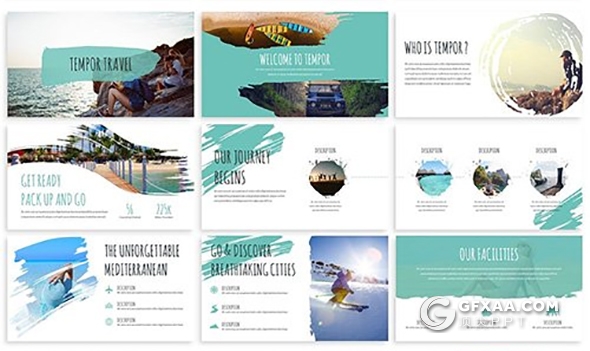 30页沙滩大海旅游景点展示介绍PPT模板 - 顶尖PPT