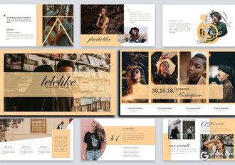 41页模特写真时尚杂志风格PPT模板 - 顶尖PPT