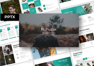 56页扁平化文艺摄影图片展示PPT模板 - 顶尖PPT