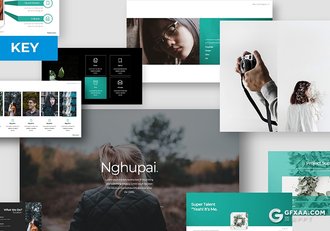 56页扁平化文艺摄影图片展示keynote模板 - 顶尖PPT