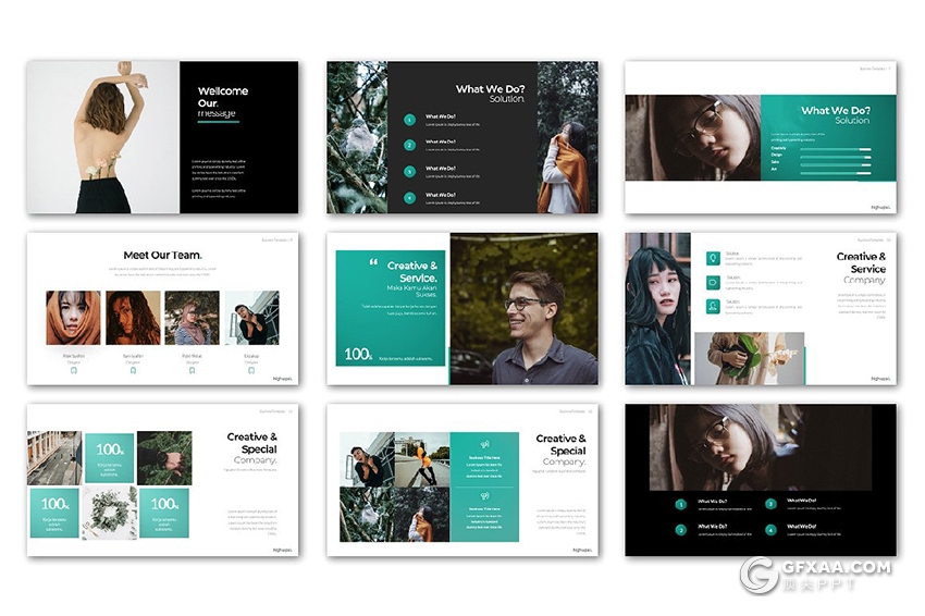 56页扁平化文艺摄影图片展示keynote模板 - 顶尖PPT