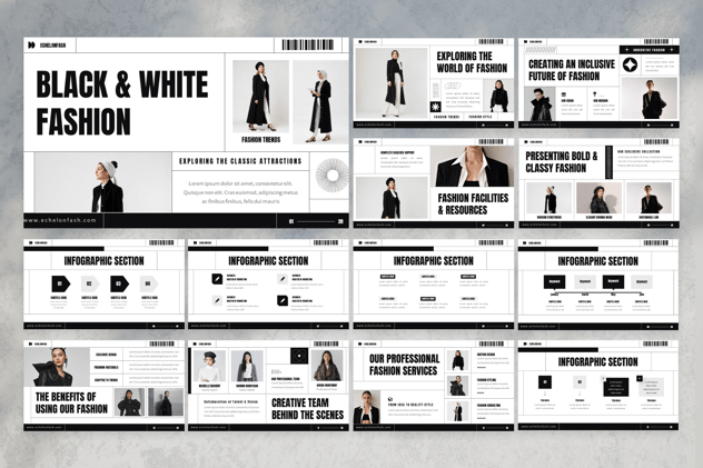 黑白时尚风格PPT模板 - 顶尖PPT