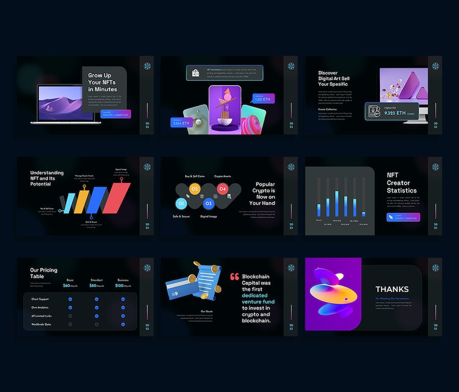 区块链NFT数字藏品加密货币PPT模板 - 顶尖PPT