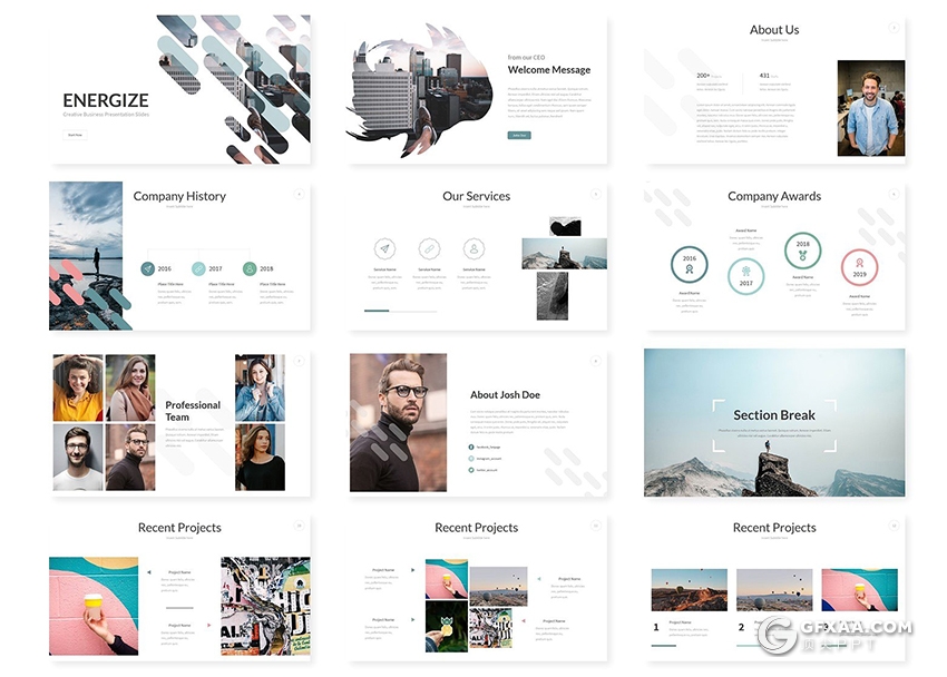 31页5种主题配色创意商务多用途Google Slides模板 - 顶尖PPT