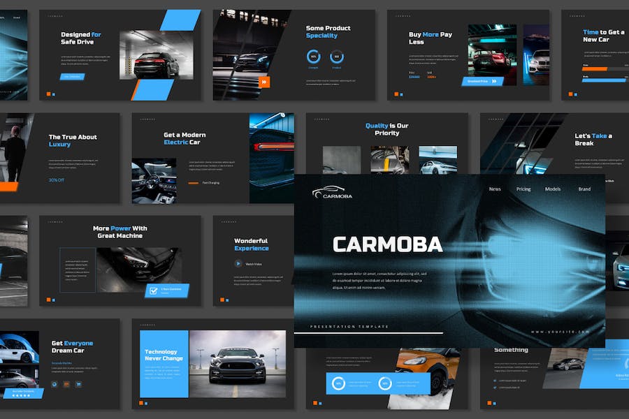 电动汽车公司发展项目介绍新能源汽车主题PPT模板 - 顶尖PPT