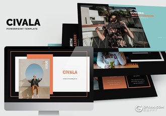 62页摄影图片展示时尚流行杂志风格PPT模板 - 顶尖PPT