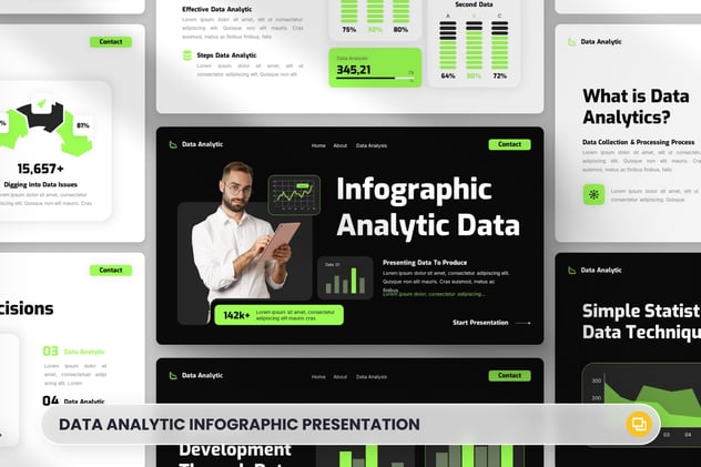 数据分析信息图形图标PPT模板 - 顶尖PPT