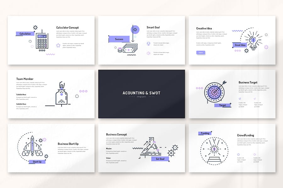 会计SWOT分析信息图表Keynote模板 - 顶尖PPT