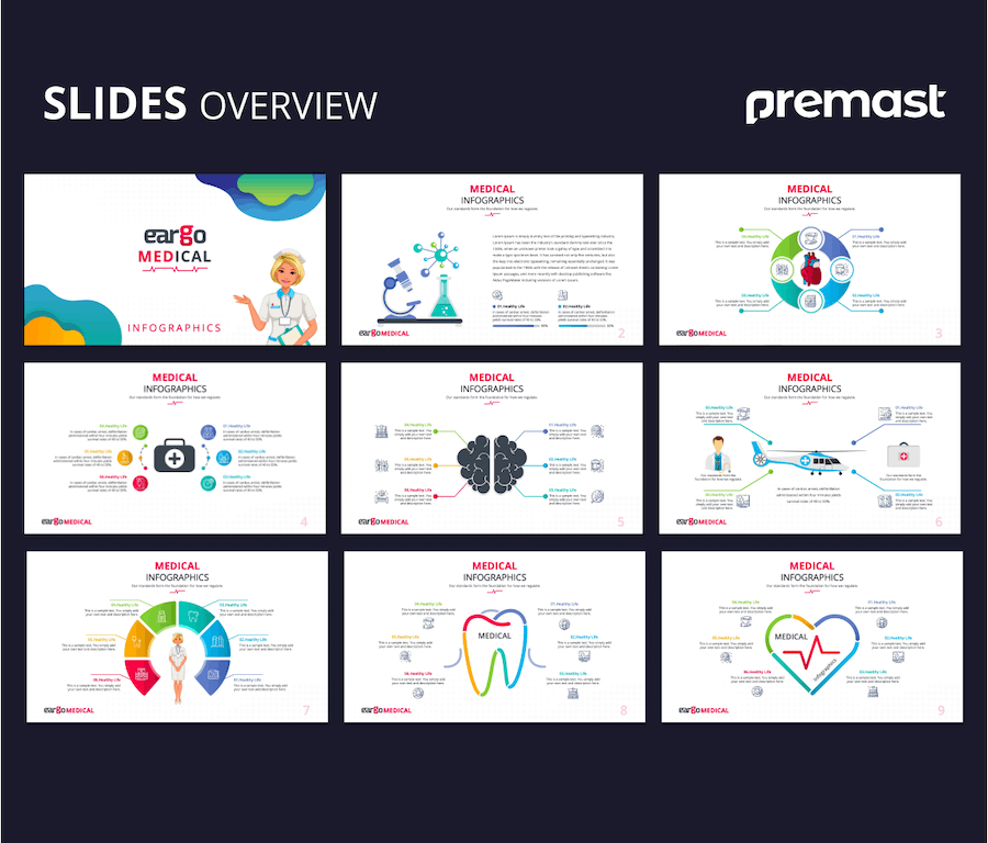 耳科医学图形插画信息展示PPT模板 - 顶尖PPT