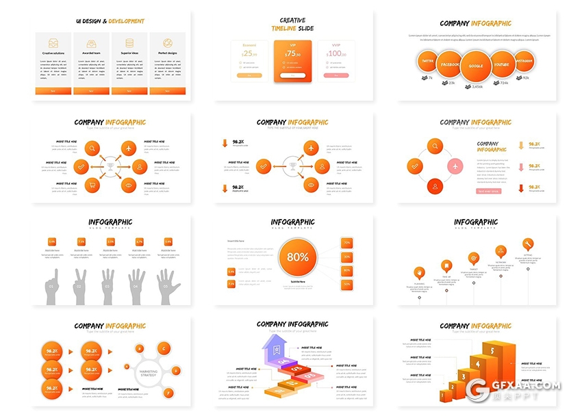 30页创意圆形组合商务Google Slides模板 - 顶尖PPT
