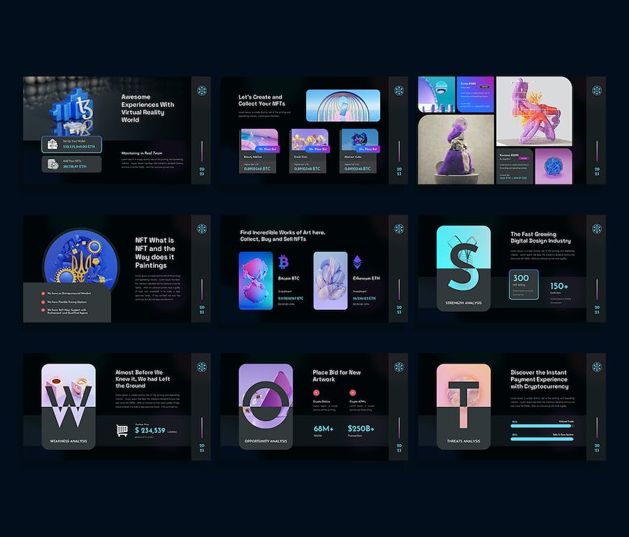 区块链NFT数字藏品加密货币PPT模板 - 顶尖PPT