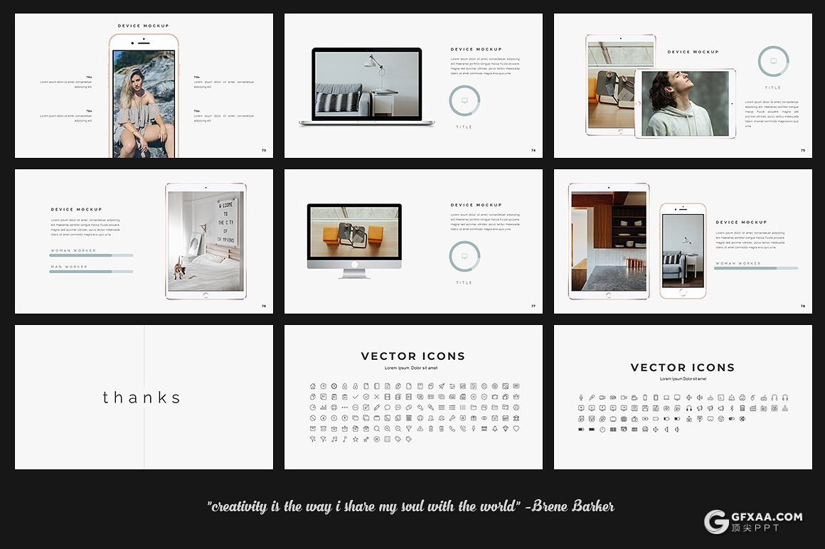 84页极简风格设计师作品展示keynote模板 - 顶尖PPT