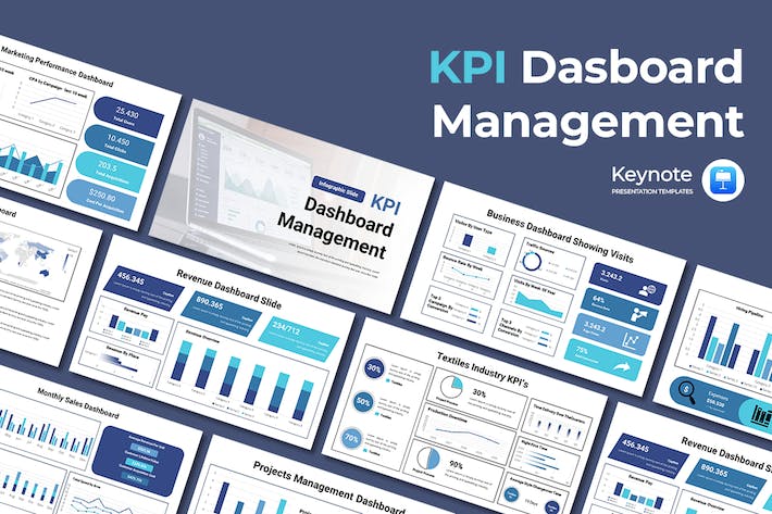 KPI数据管理分析图形报告Keynote模板 - 顶尖PPT