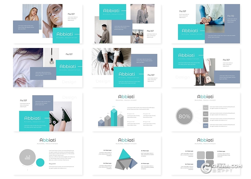 30页简约扁平化时尚模特展示ppt模板 - 顶尖PPT