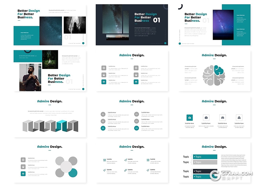 30页5种配色欧美商务通用keynote模板 - 顶尖PPT