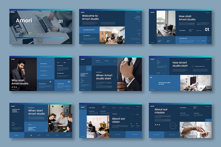 蓝色商务企业形象宣传PPT模板 - 顶尖PPT