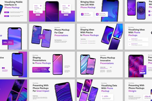 手机产品原型App界面设计Keynote模板 - 顶尖PPT